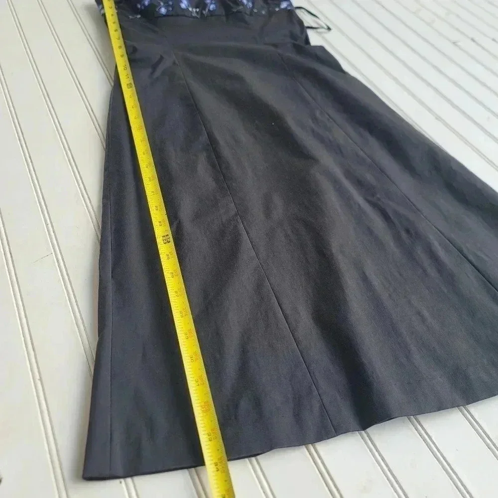 Express Design Studio Dress Womens Black Blue Strapless Satin Fitted Formal 3/4